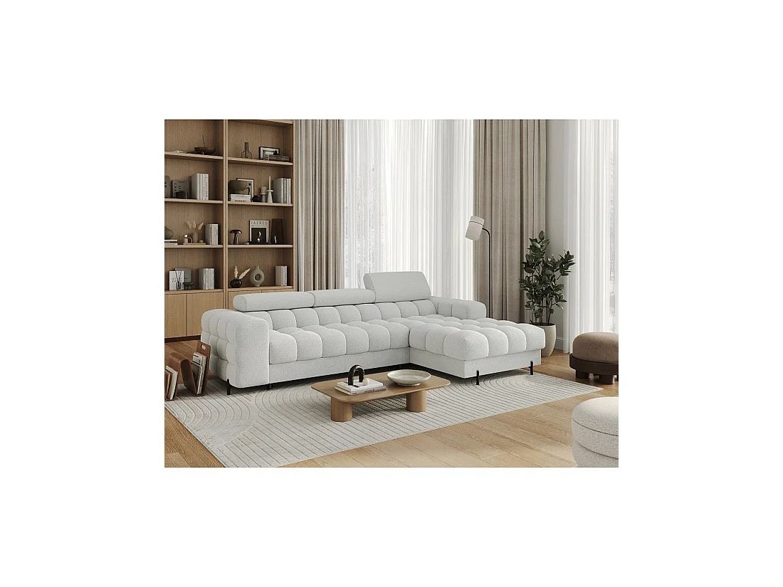 Canapé d'angle droit convertible Gris foncé allure contemporaine 285x99x181cm FILTRO