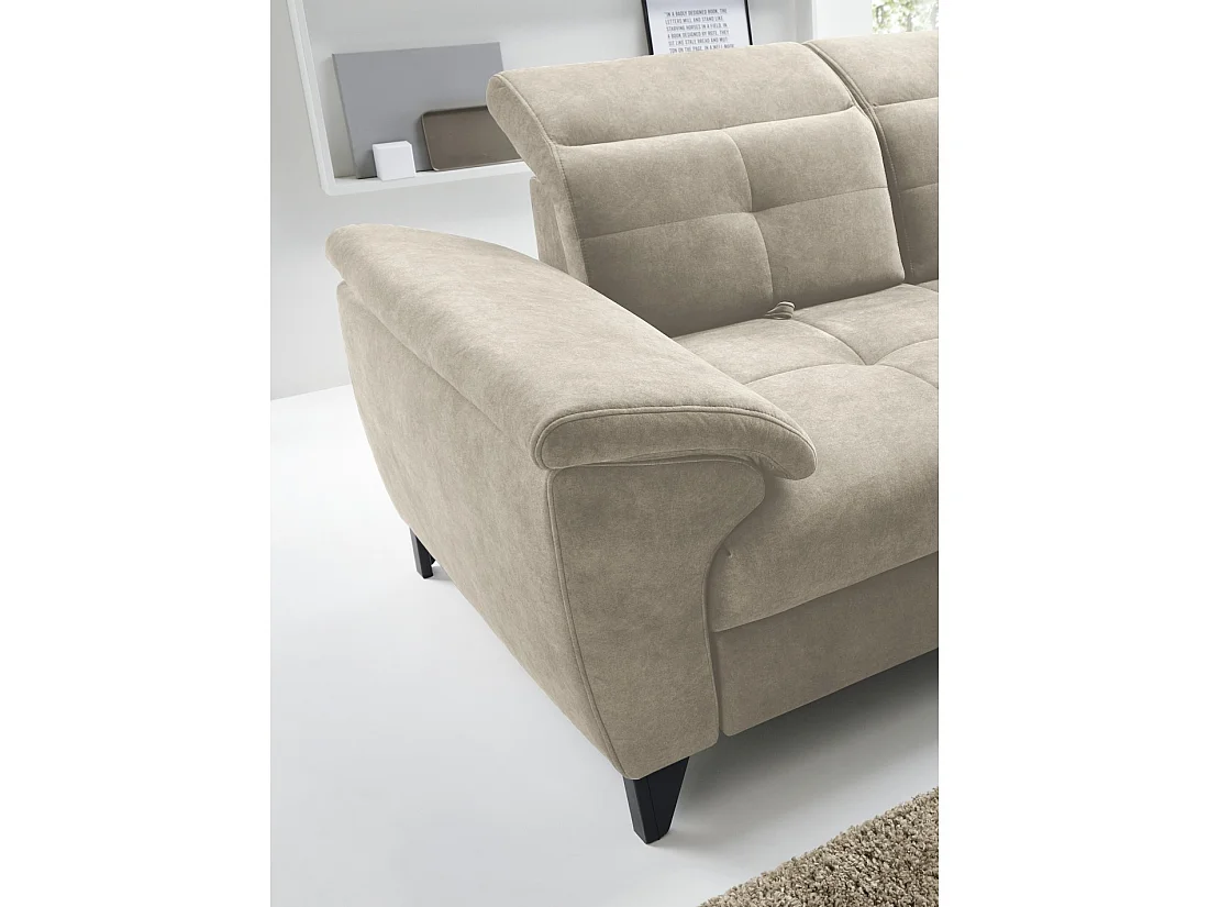 Canapé d'angle Beige 5 places angle droit couchage généreux INFERNO