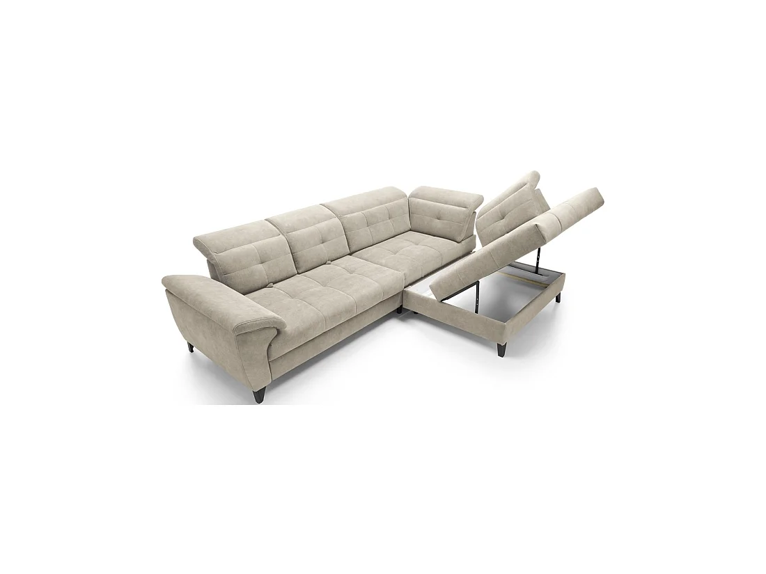 Canapé d'angle Beige 5 places angle droit couchage généreux INFERNO