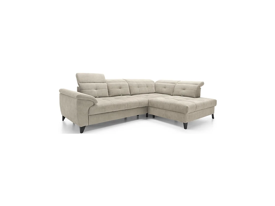 Canapé d'angle Beige 5 places angle droit couchage généreux INFERNO