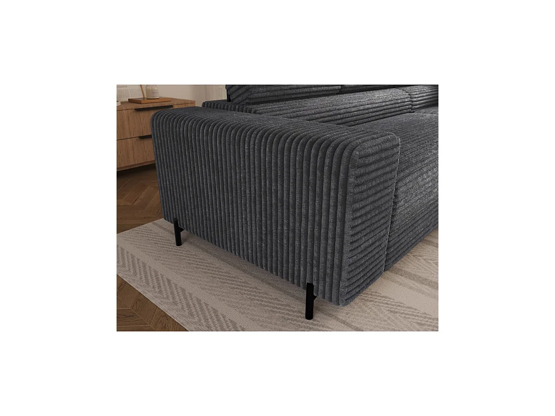 Sofá esquinero COLESIA convertible de 5 plazas en terciopelo acanalado de color marrón claro – derecho – 274x200cm