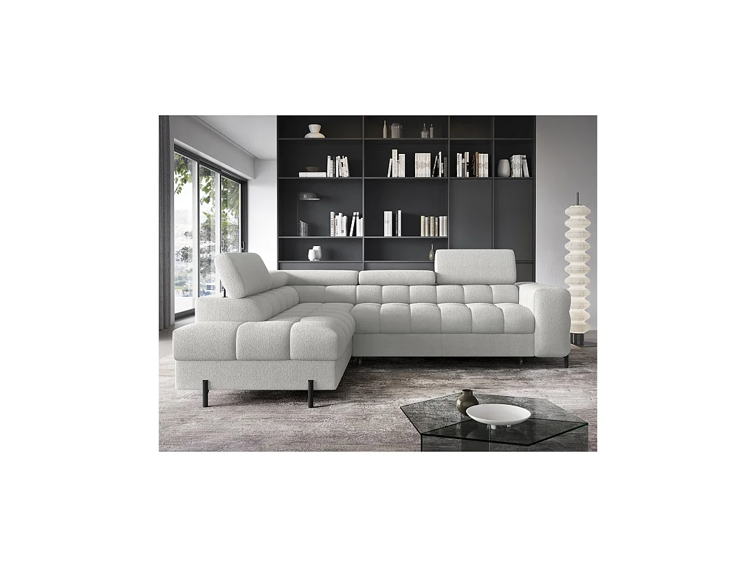 Canapé convertible Gris clair FERRUM 5 places angle gauche avec têtières 276x93x200cm
