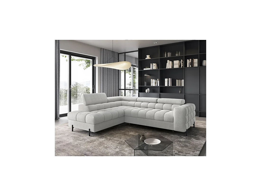 Canapé convertible Gris clair FERRUM 5 places angle gauche avec têtières 276x93x200cm