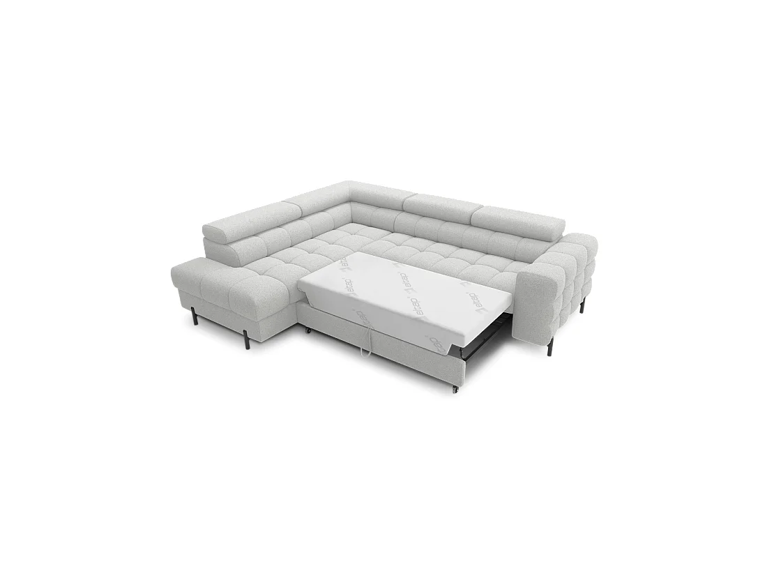 Canapé convertible Gris clair FERRUM 5 places angle gauche avec têtières 276x93x200cm