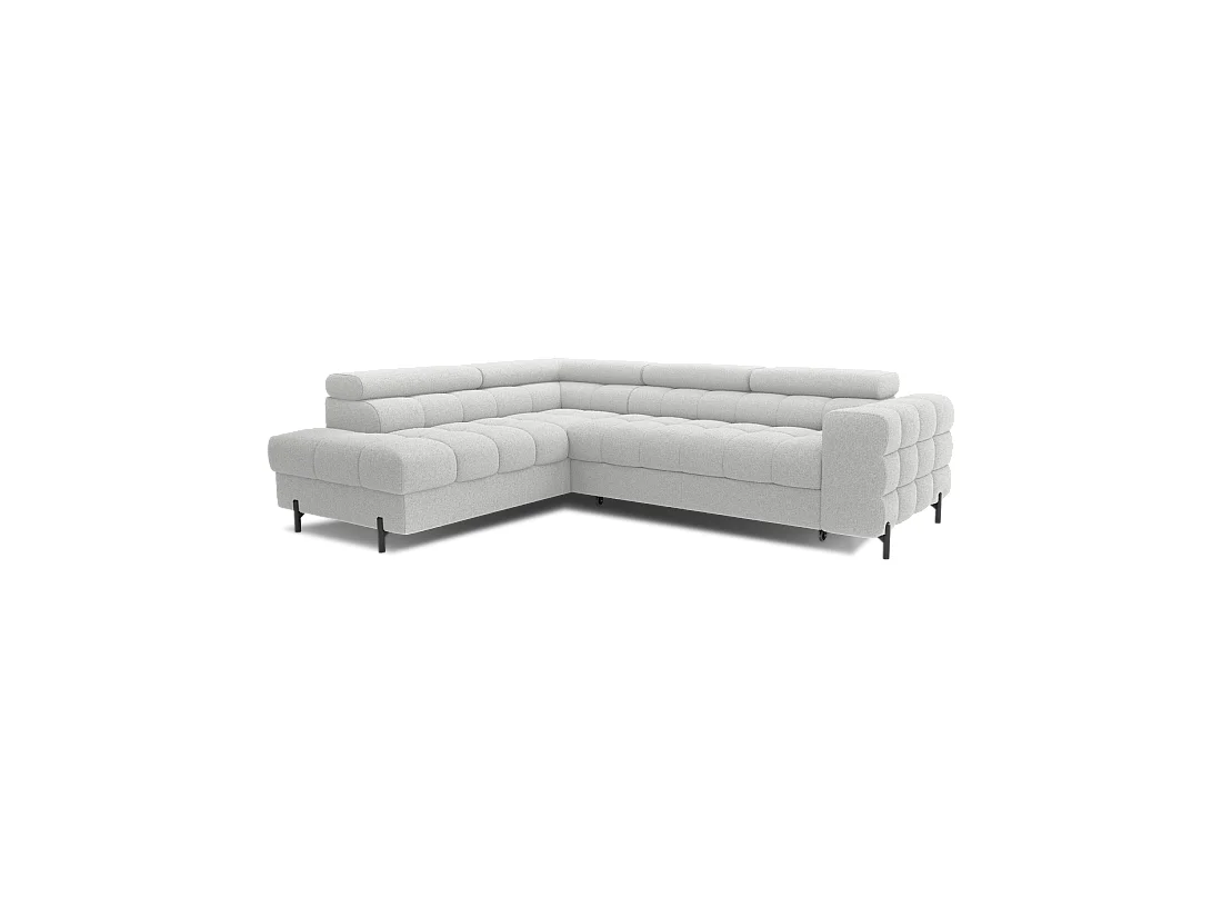 Canapé convertible Gris clair FERRUM 5 places angle gauche avec têtières 276x93x200cm