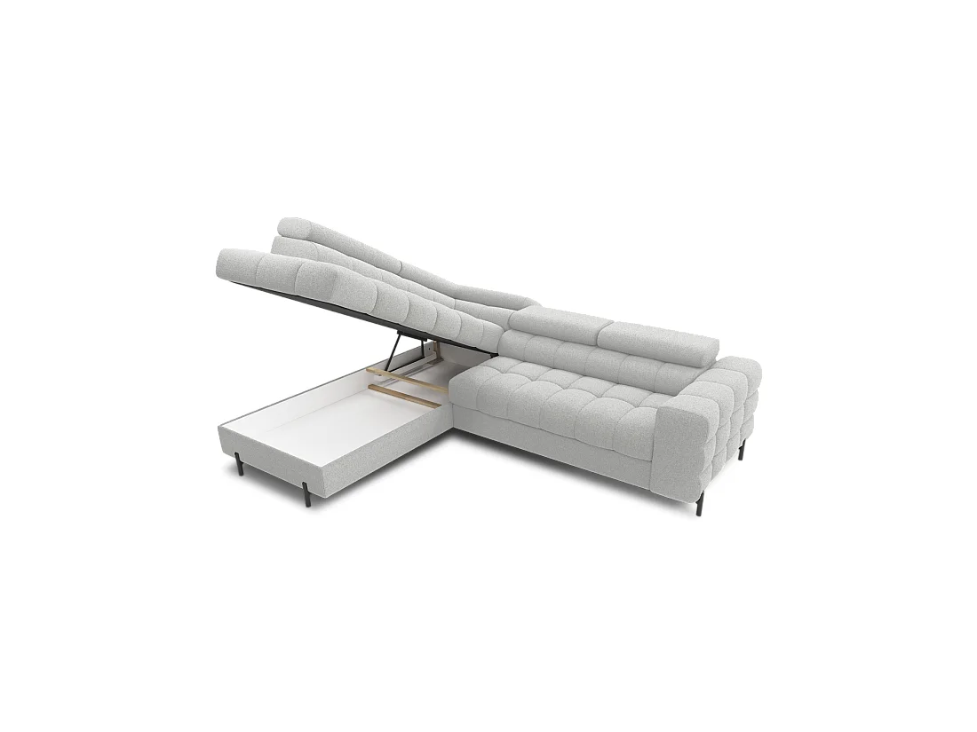 Canapé convertible Gris clair FERRUM 5 places angle gauche avec têtières 276x93x200cm