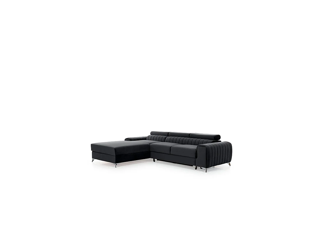 Canapé d'angle gauche Gris foncé convertible 3 places JAYSON convertible avec rangement