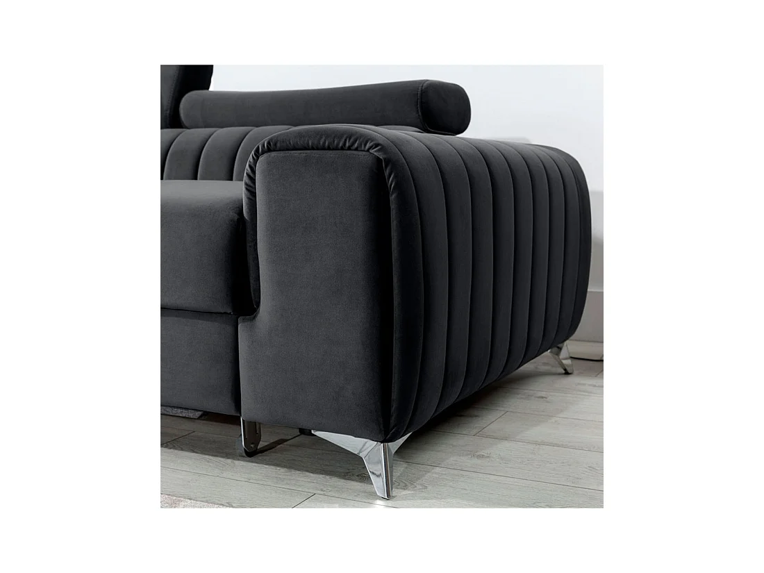 Canapé d'angle gauche Gris foncé convertible 3 places JAYSON convertible avec rangement