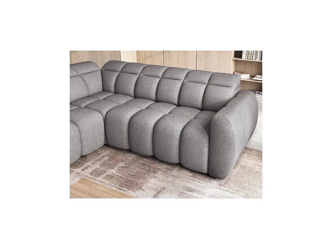Canapé d'angle électrique RONDA 4 places gris – angle gauche