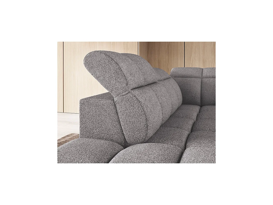 Canapé d'angle électrique RONDA 4 places gris – angle gauche