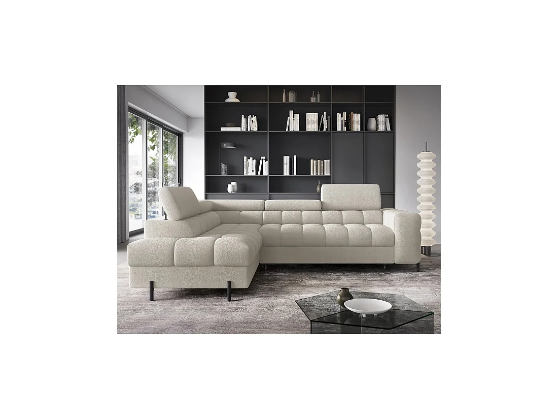Canapé d'angle gauche FERRUM Beige clair avec coffre avec coffre 276x93x200cm
