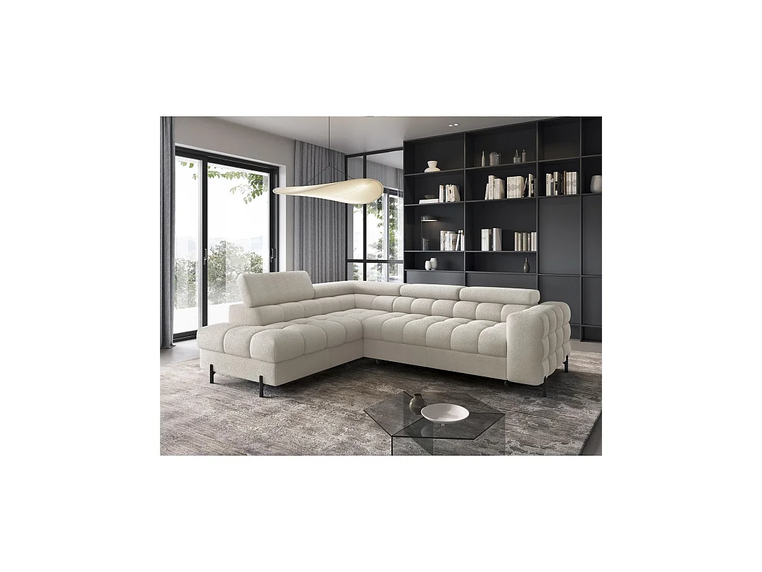 Canapé d'angle gauche FERRUM Beige clair avec coffre avec coffre 276x93x200cm