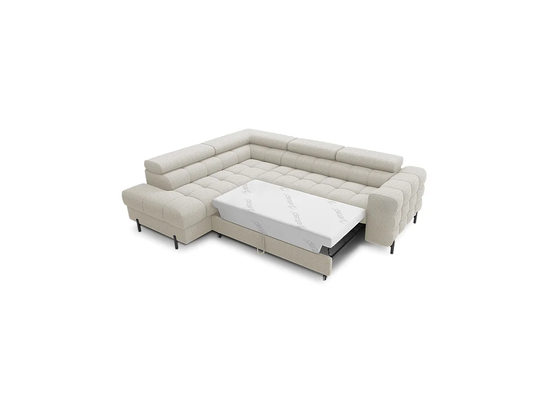 Canapé d'angle gauche FERRUM Beige clair avec coffre avec coffre 276x93x200cm