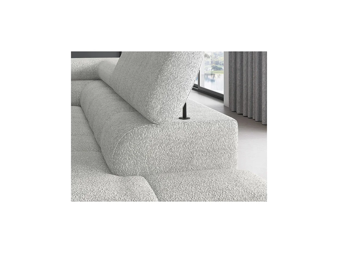 Canapé d'angle droit FERRUM Gris clair avec coffre avec têtières 276x93x200cm