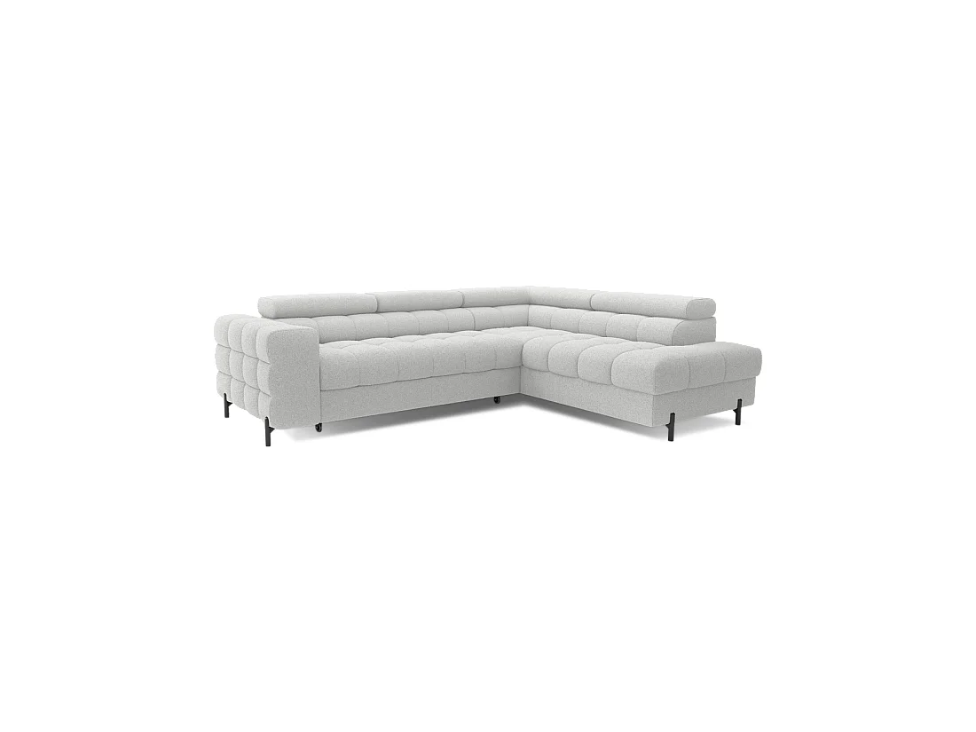 Canapé d'angle droit FERRUM Gris clair avec coffre avec têtières 276x93x200cm