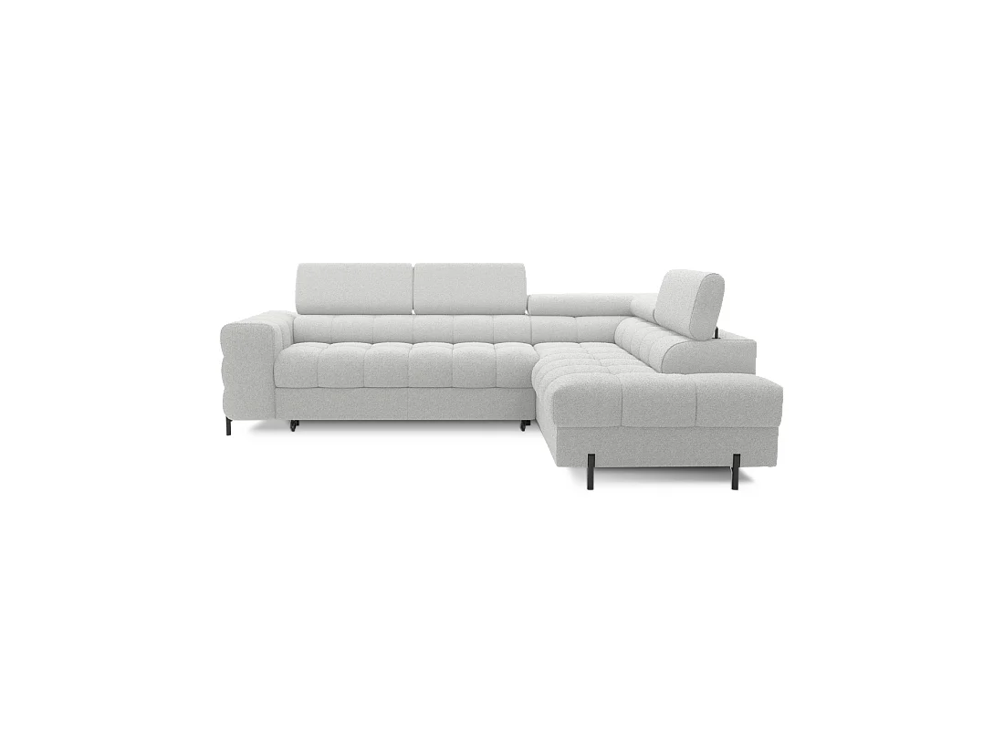 Canapé d'angle droit FERRUM Gris clair avec coffre avec têtières 276x93x200cm