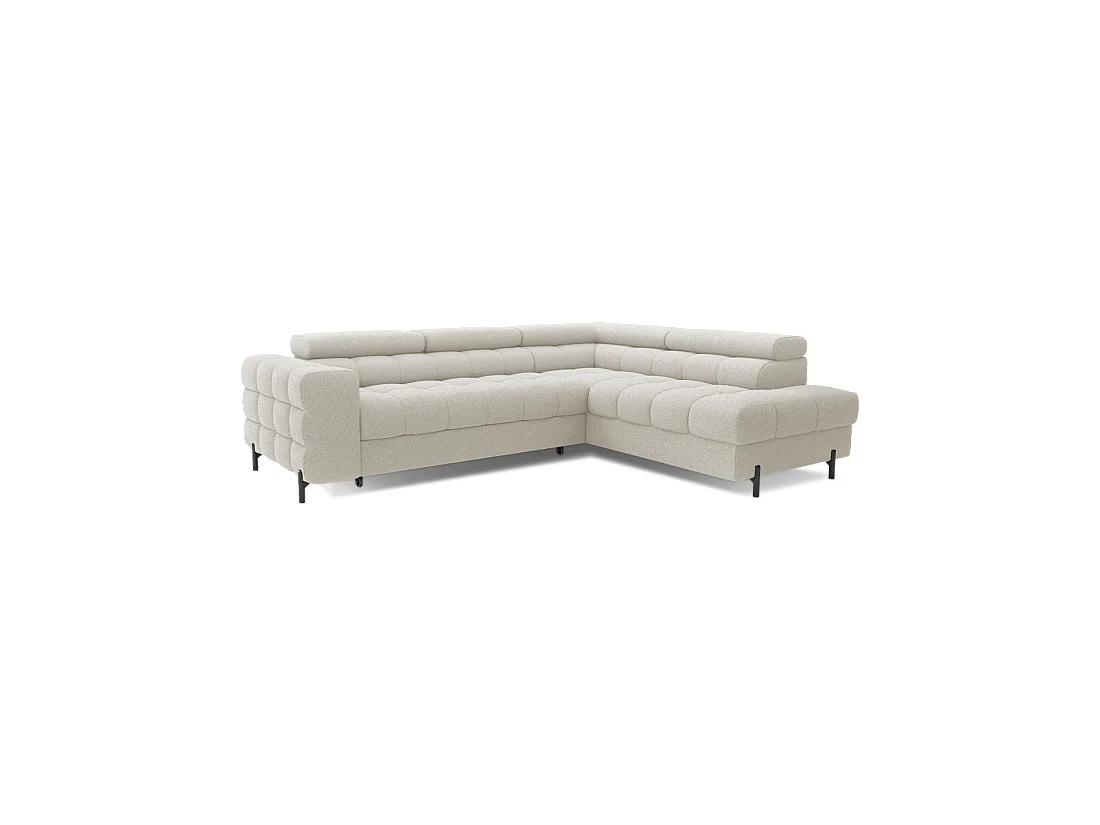 Canapé FERRUM Beige clair convertible 5 places angle droit avec coffre 276x93x200cm