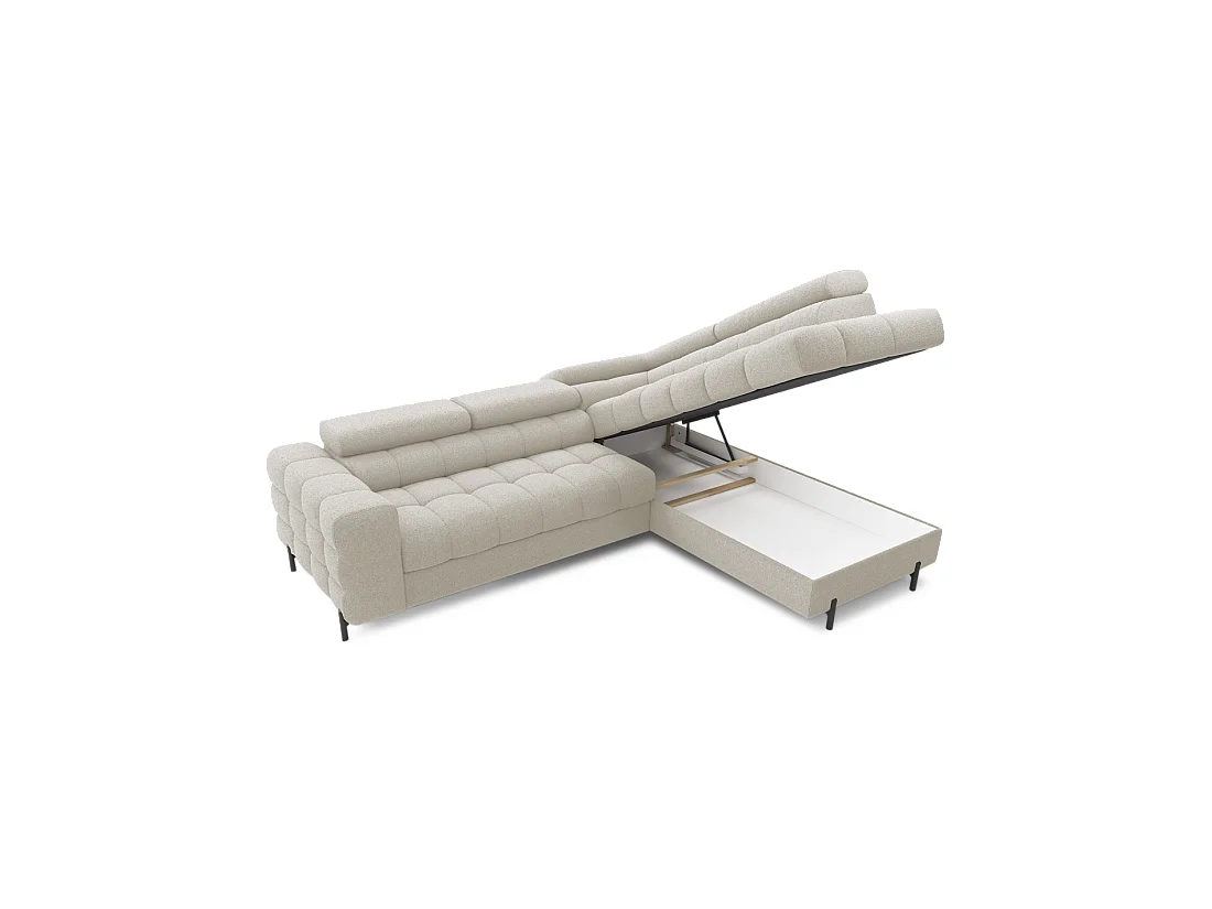Canapé FERRUM Beige clair convertible 5 places angle droit avec coffre 276x93x200cm