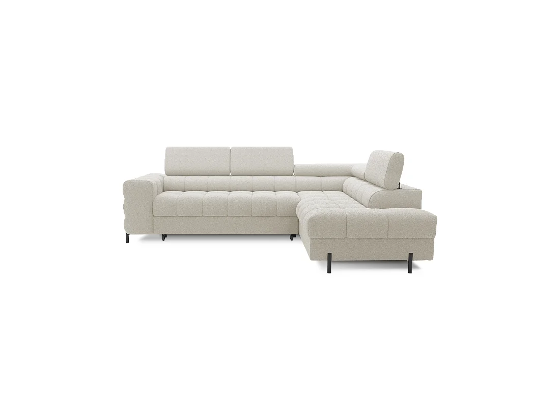 Canapé FERRUM Beige clair convertible 5 places angle droit avec coffre 276x93x200cm