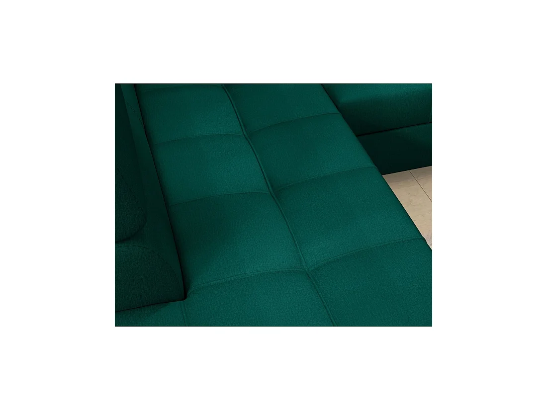 Canapé d'angle convertible PALAZZO 4 places vert foncé – angle droit avec 1 coussin
