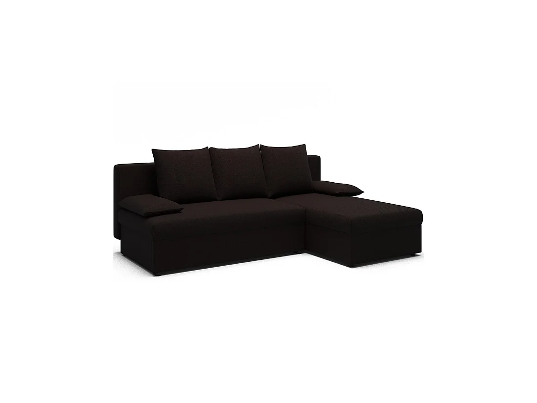 Canapé d'angle Marron foncé 3 places convertible avec rangement 206x90x146cm GINA