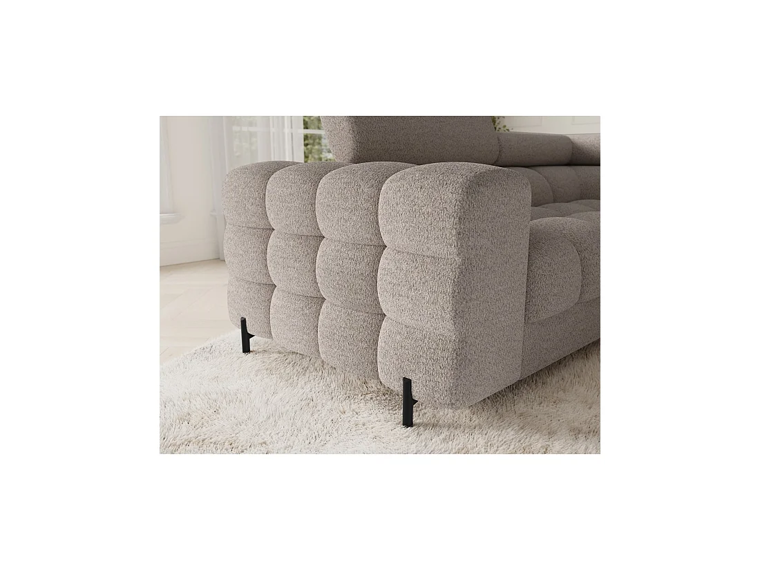 Canapé panoramique convertible FACTORY 3 places beige – angle droit avec coffre – version 3
