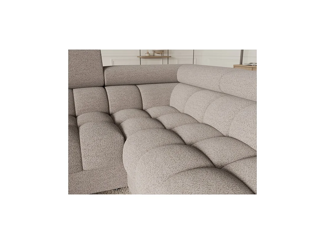 Canapé panoramique convertible FACTORY 3 places beige – angle droit avec coffre – version 3