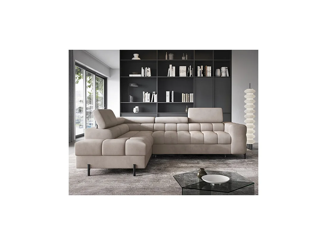 Hoekbank Beige FERRUM 5 zitplaatsen linkse hoek familie woonkamer 276x93x200cm