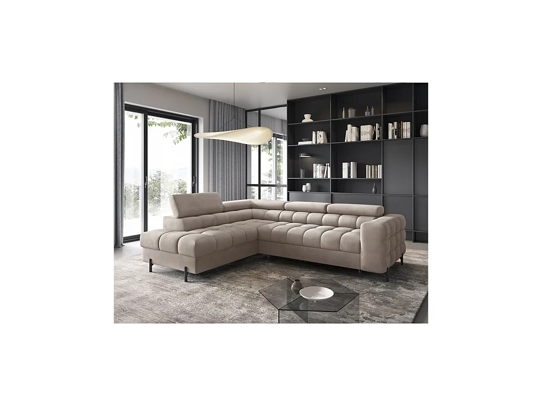 Hoekbank Beige FERRUM 5 zitplaatsen linkse hoek familie woonkamer 276x93x200cm