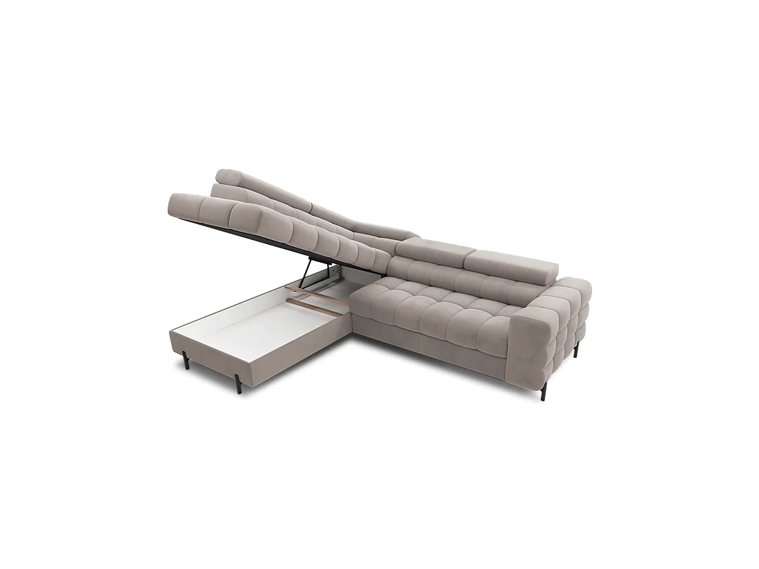 Hoekbank Beige FERRUM 5 zitplaatsen linkse hoek familie woonkamer 276x93x200cm
