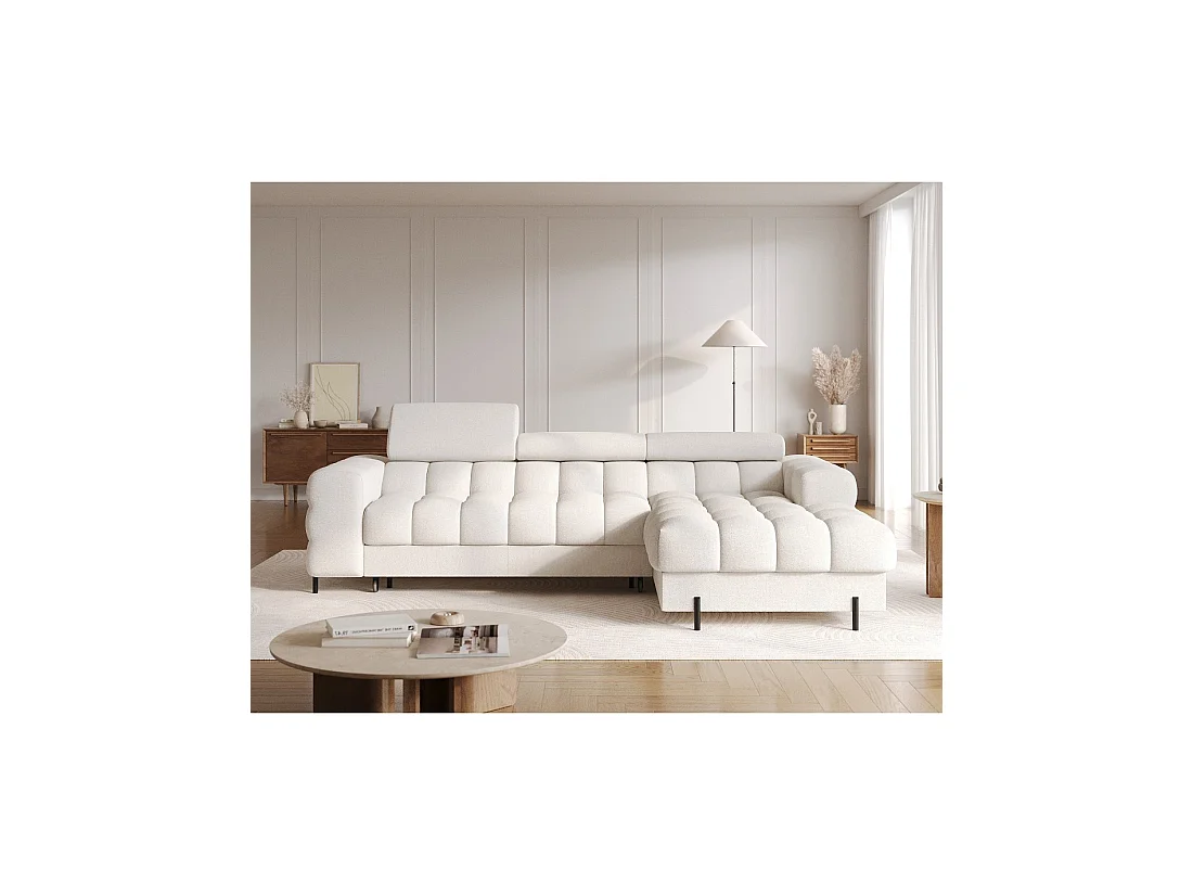 Canapé d'angle droit convertible Blanc style épuré 285x99x181cm FILTRO
