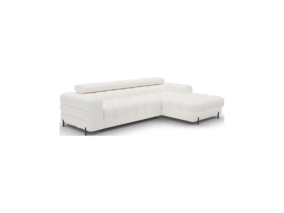 Canapé d'angle droit convertible Blanc style épuré 285x99x181cm FILTRO
