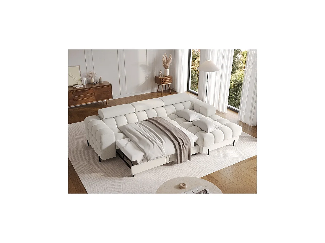 Canapé d'angle droit convertible Blanc allure contemporaine 285x99x181cm FILTRO
