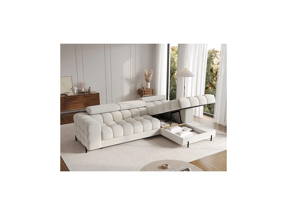 Canapé d'angle droit convertible Blanc allure contemporaine 285x99x181cm FILTRO