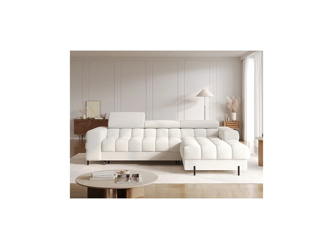 Canapé d'angle droit convertible Blanc allure contemporaine 285x99x181cm FILTRO
