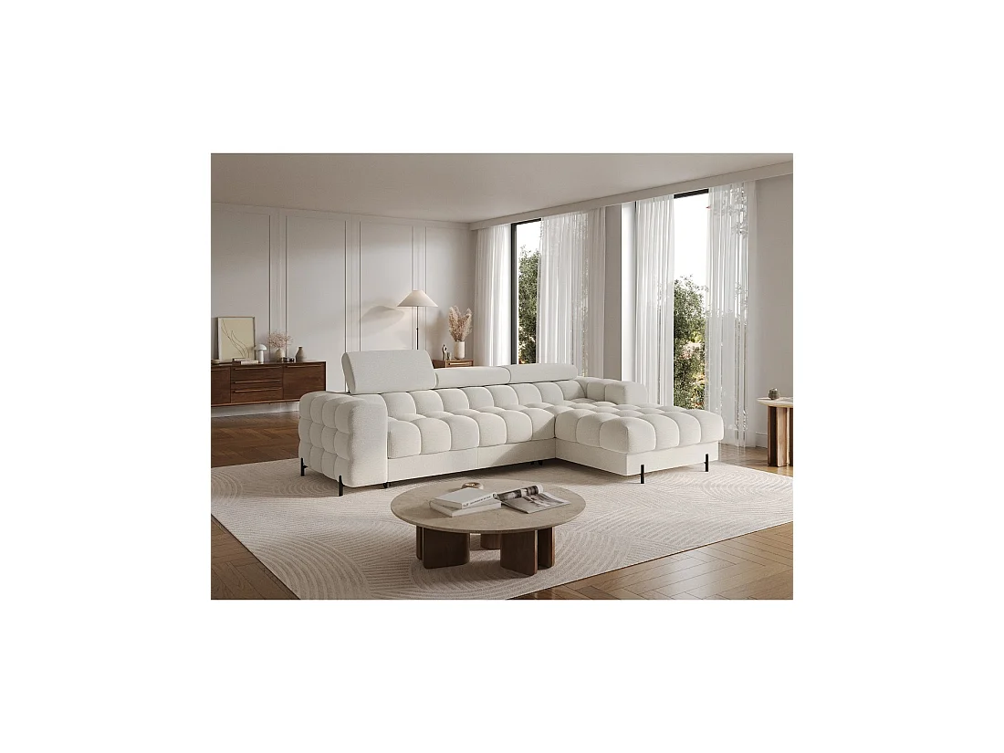 Canapé d'angle droit convertible Blanc allure contemporaine 285x99x181cm FILTRO