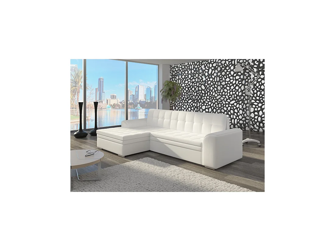 Canapé d'angle convertible CONFORTO 4 places blanc – angle gauche