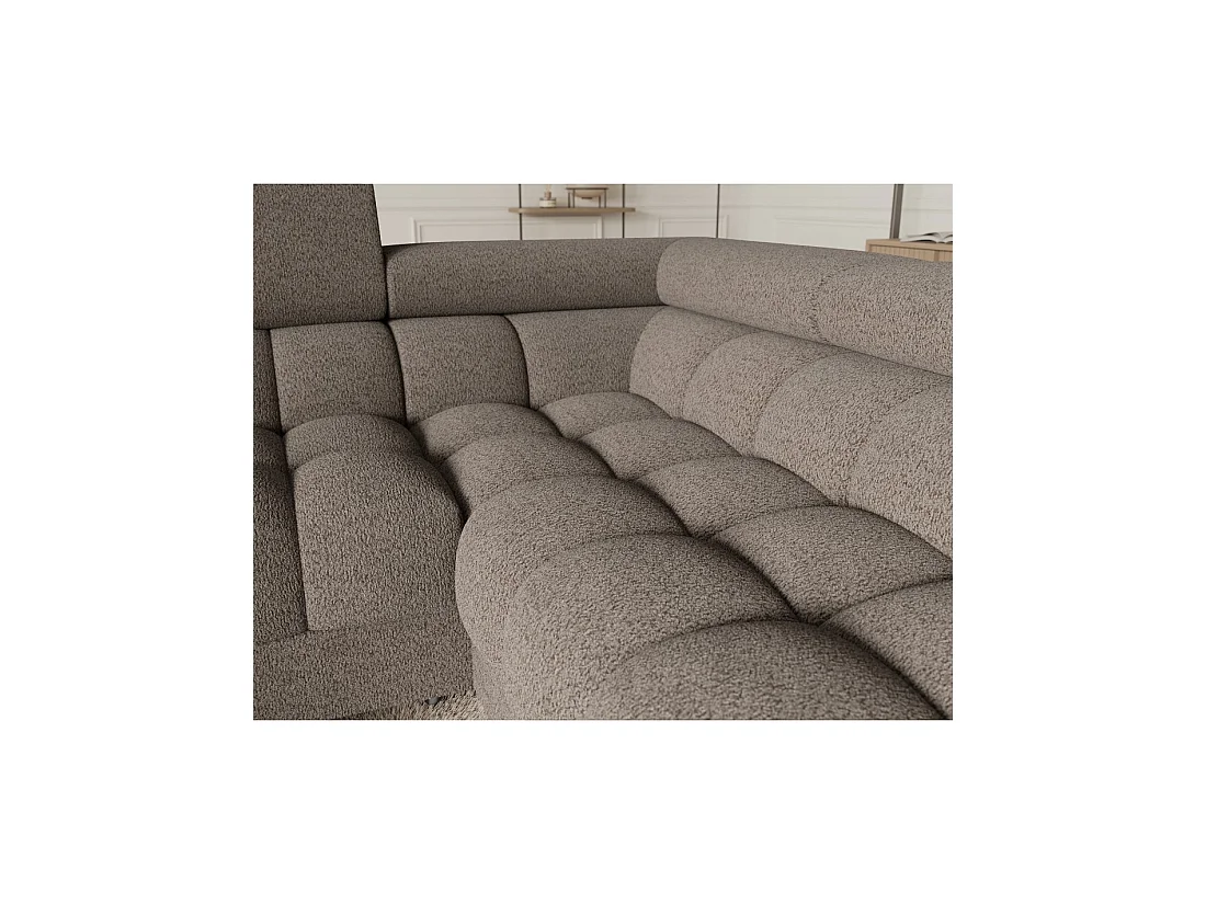 Canapé panoramique convertible FACTORY 3 places marron – angle droit avec coffre