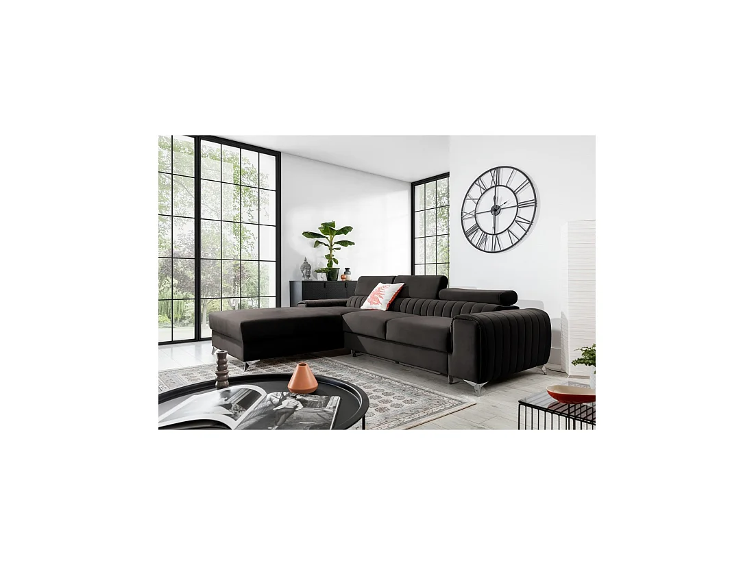 Canapé d'angle gauche Gris foncé convertible 3 places JAYSON design contemporain