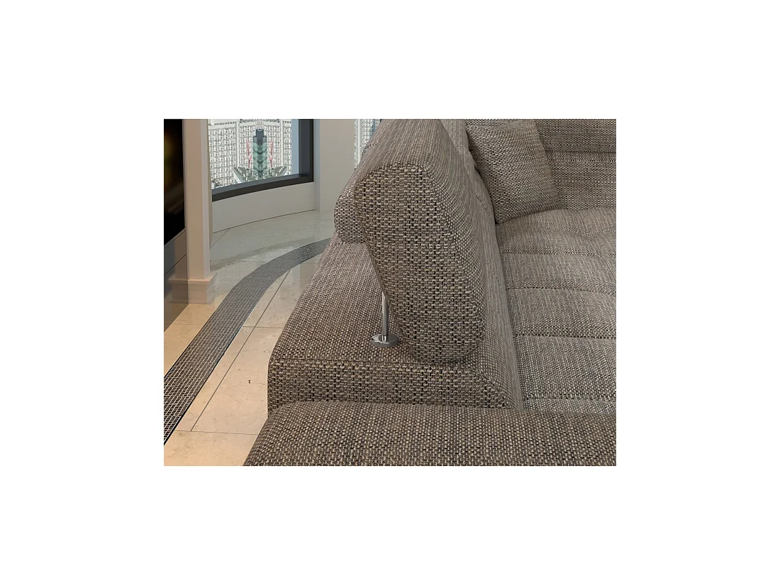 Canapé d'angle convertible PALAZZO 4 places gris et noir – angle gauche avec 1 coussin