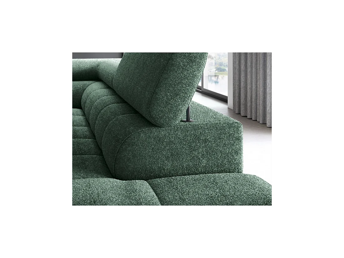 Canapé convertible Vert foncé FERRUM 5 places angle droit style industriel 276x93x200cm