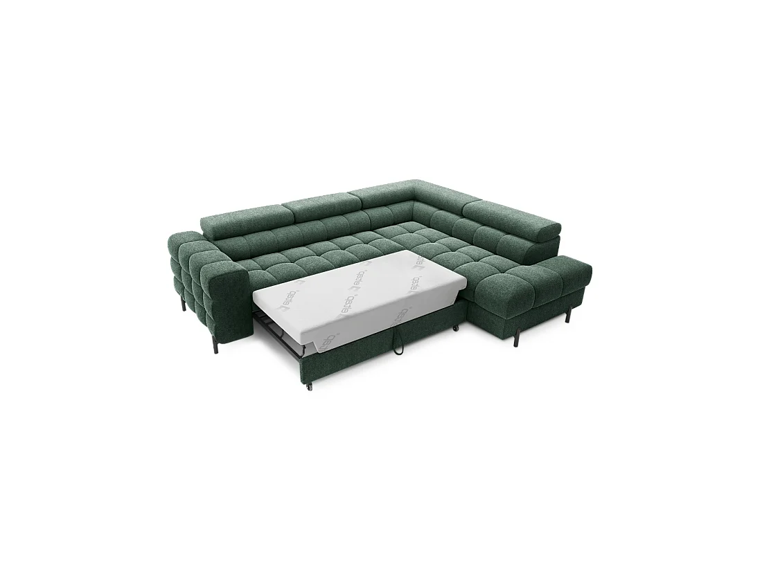 Canapé convertible Vert foncé FERRUM 5 places angle droit style industriel 276x93x200cm