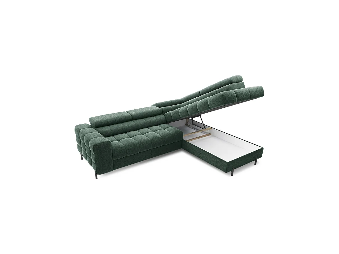 Canapé convertible Vert foncé FERRUM 5 places angle droit style industriel 276x93x200cm