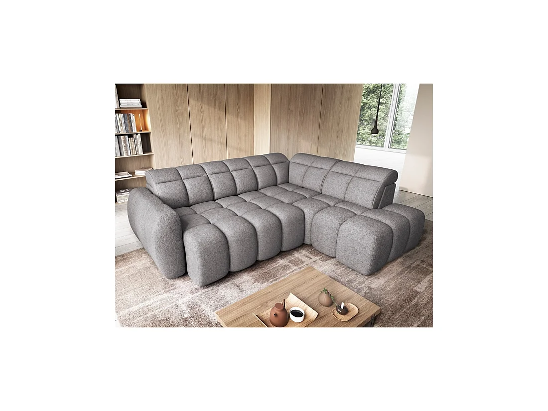 Canapé d'angle électrique RONDA 4 places gris – angle droit – version 2