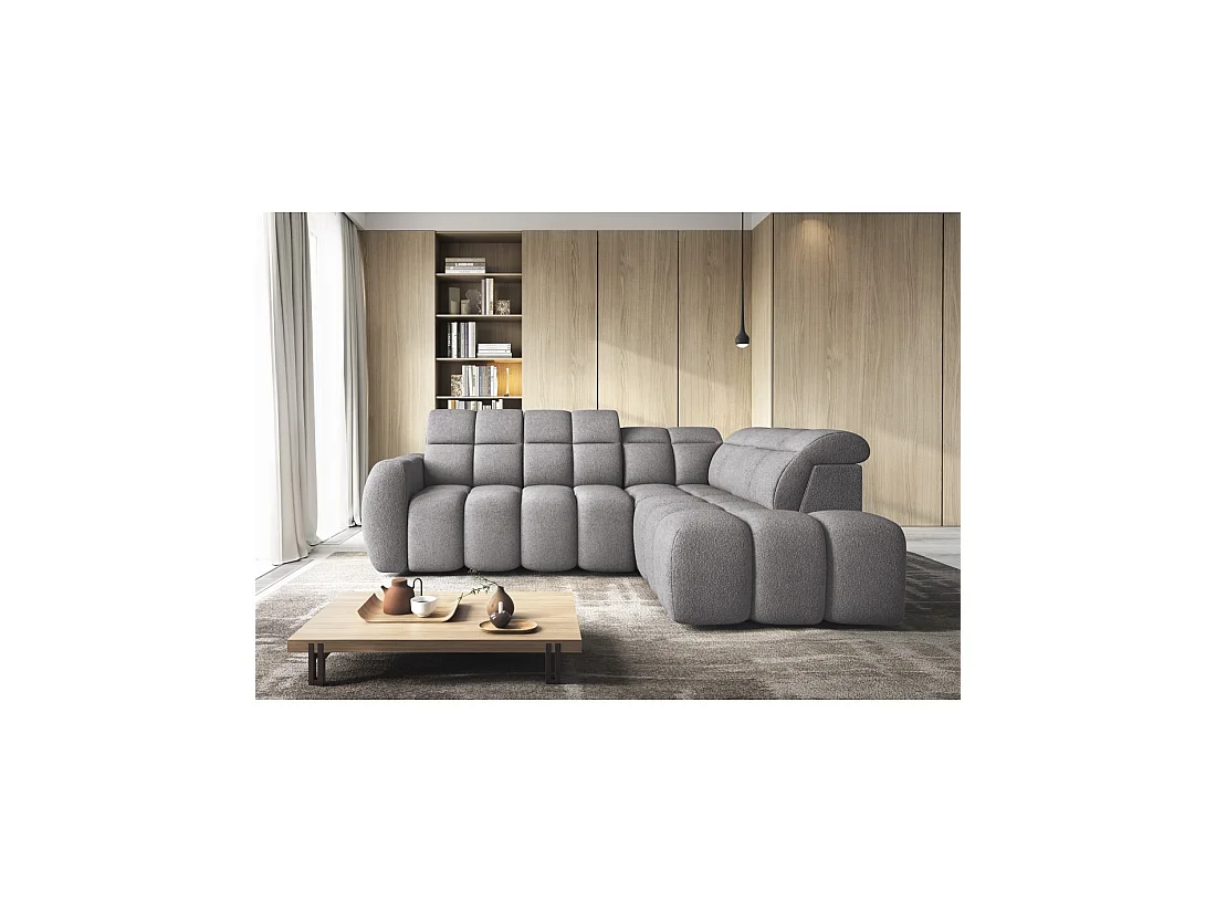 Canapé d'angle électrique RONDA 4 places gris – angle droit – version 2