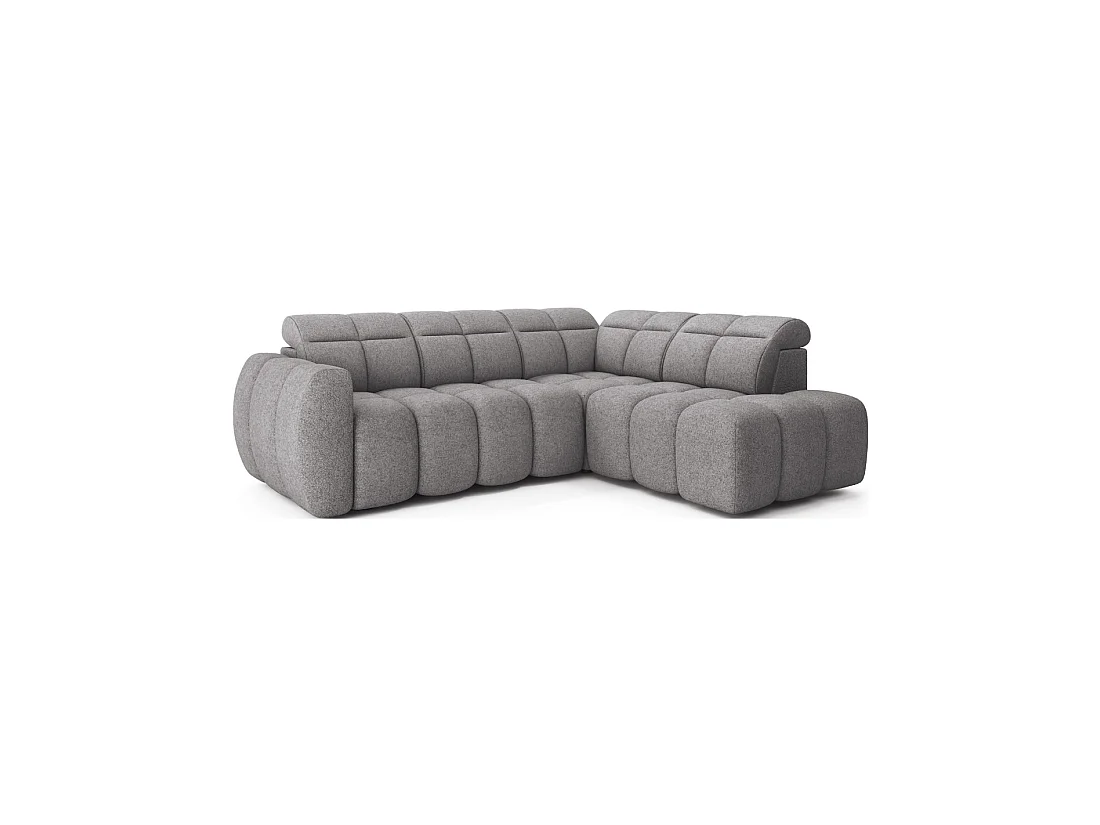 Canapé d'angle électrique RONDA 4 places gris – angle droit – version 2