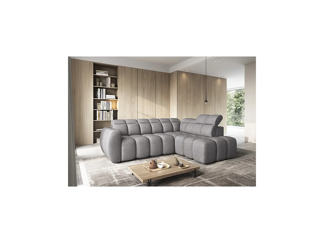 Canapé d'angle électrique RONDA 4 places gris – angle droit – version 2