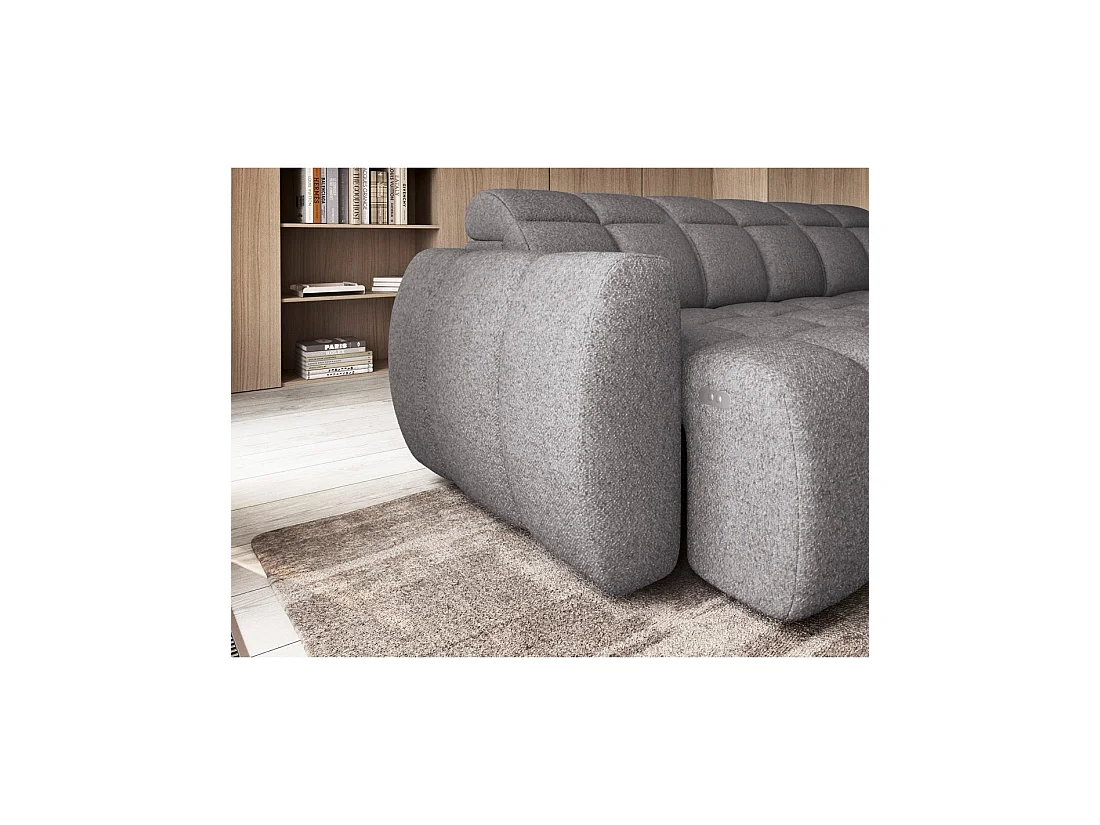 Canapé d'angle électrique RONDA 4 places gris – angle droit – version 2