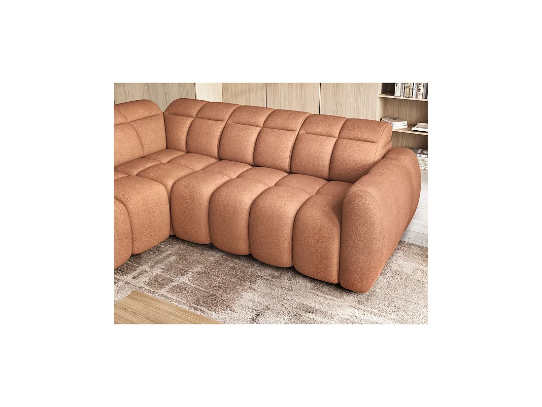 Canapé d'angle électrique RONDA 4 places orange corail – angle gauche