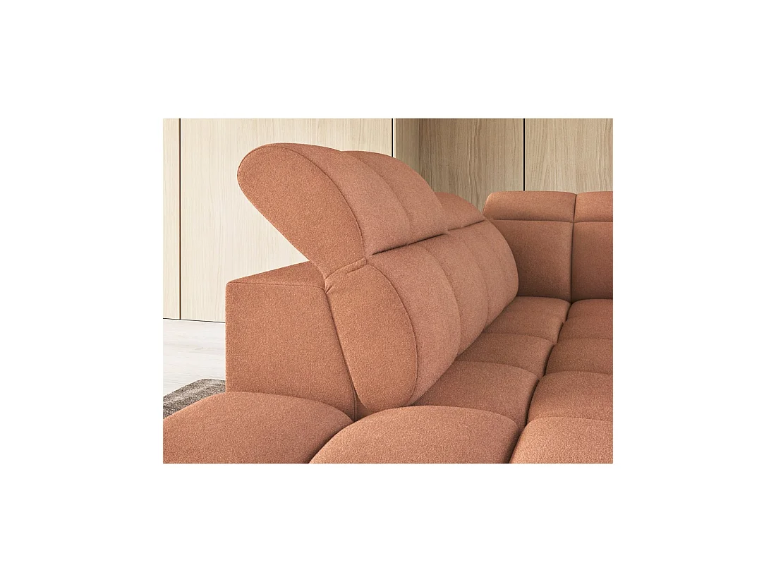 Canapé d'angle électrique RONDA 4 places orange corail – angle gauche